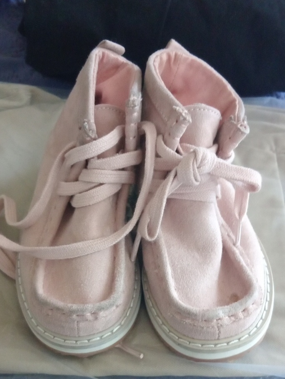 GAP Kids Pink Lace-Up Suede Moccasin Sneakers